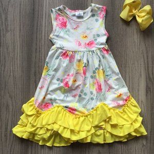Flower girl dress sleeveless floral ruffle outfit Clothing dress Beach Summer